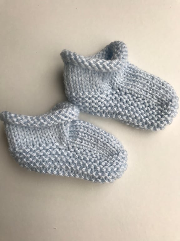 Pale blue baby bootees