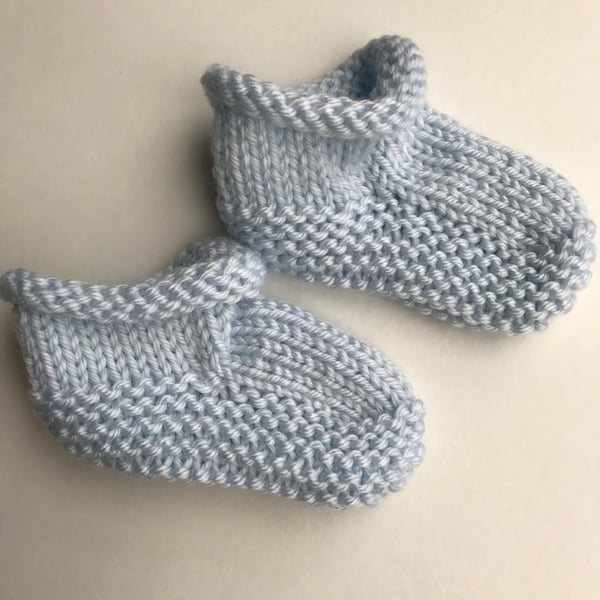 Pale blue baby bootees
