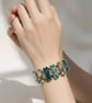Ombre Crystal Stretch Bracelet Blue Green Glass Crystals Bracelet  - Image 2