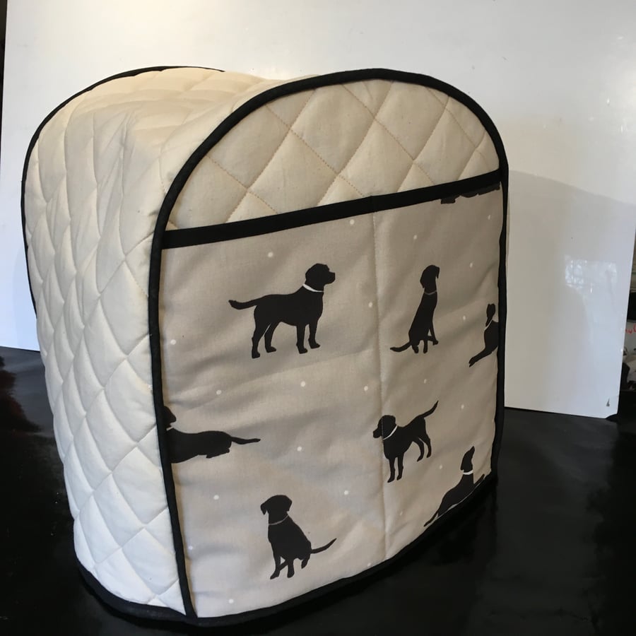 Black Lab Labrador Quilted Calico Mixer Cover Kitchenaid For Professional 6.9L 