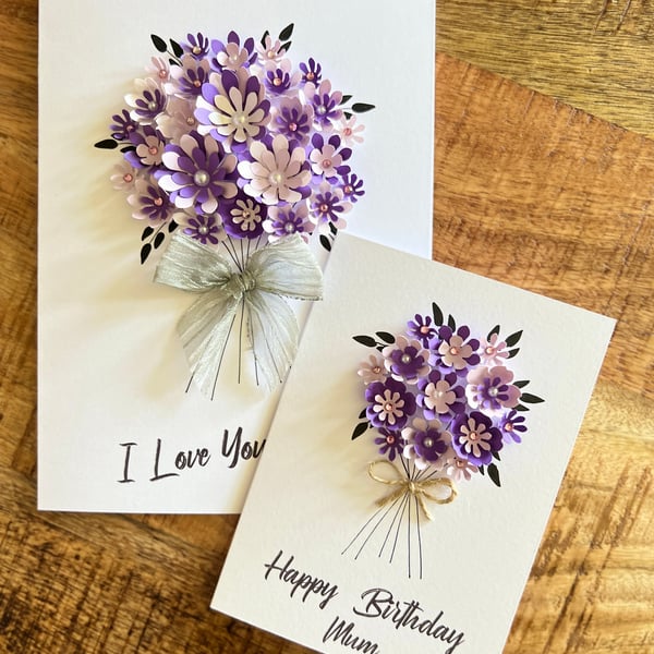 Handmade Greeting Cards, Purple Bunch