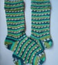 Hand-cranked Knitted Ribbed Wool Socks Size 4 to 5 Turnover Tops - Image 4