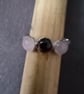 Rose quartz and garnet silver ring - Image 2