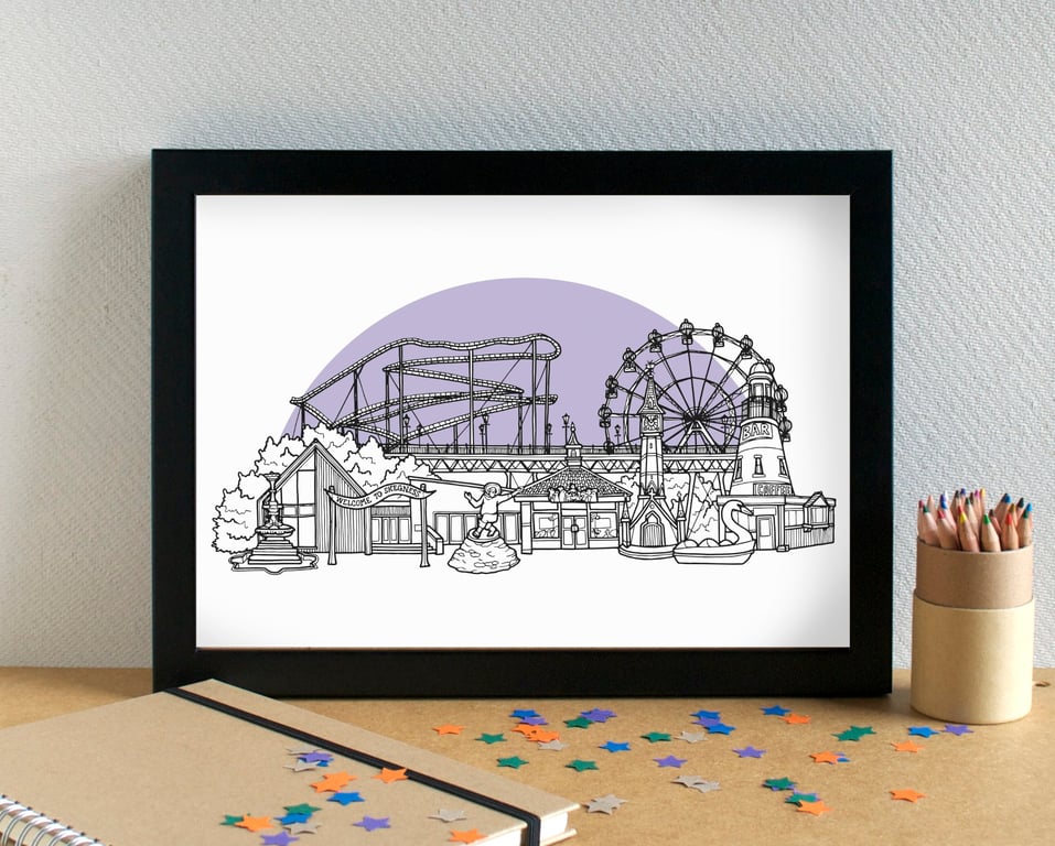 Skegness Landmarks Skyline Art Print