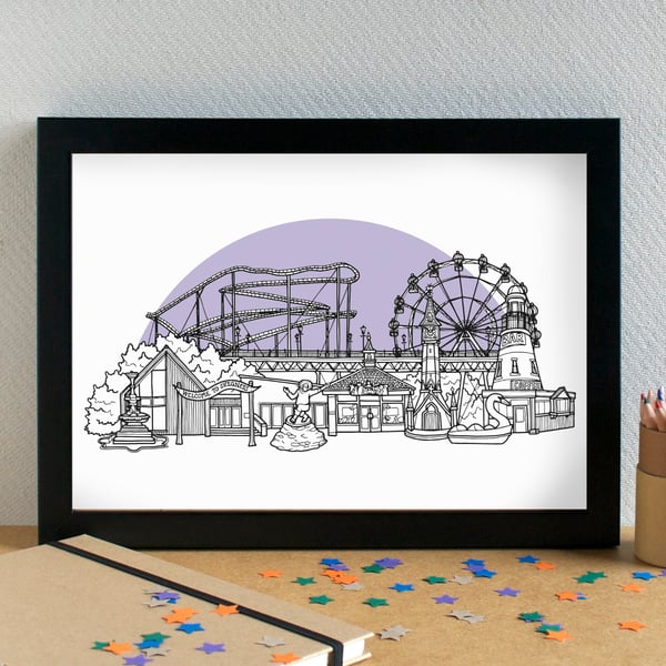 Skegness Landmarks Skyline Art Print