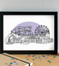Skegness Landmarks Skyline Art Print