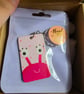 Cute Pink Alien Handmade Keyring - Image 2