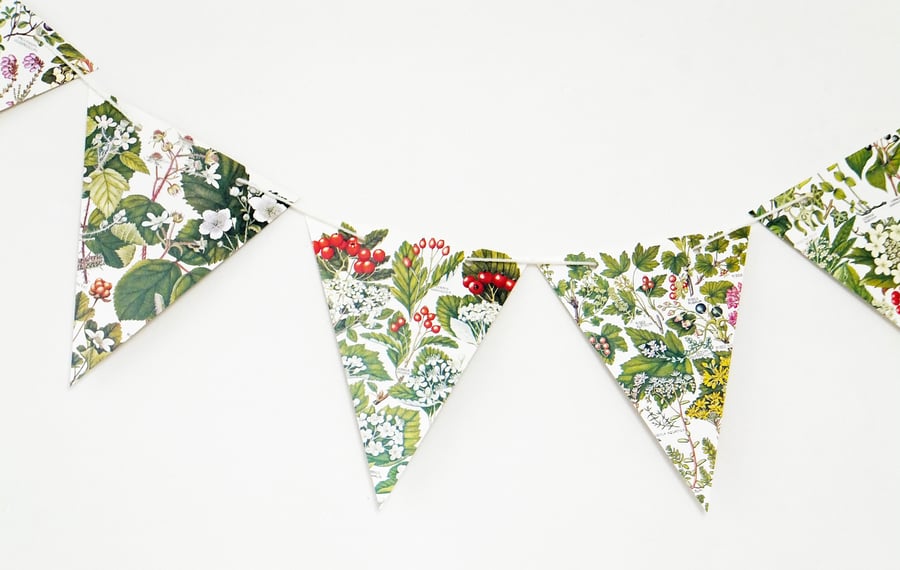 Autumn Bunting, Fall Garland, Berries Bunting, Botanical Bunting, upcycled