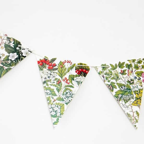 Autumn Bunting, Fall Garland, Berries Bunting, Botanical Bunting, upcycled