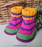 Bright Pure Cotton Aran Baby Booties 0-3 months size 