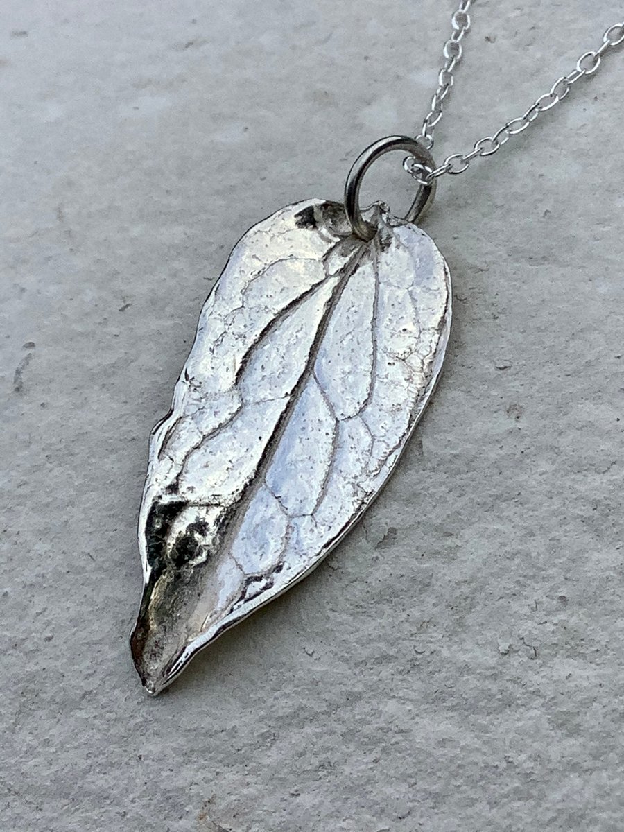 Silver Clematis leaf necklace