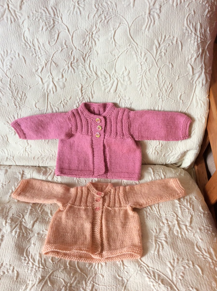 Hand knitted baby cardigans - girls