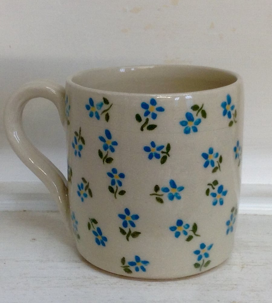 Floral stoneware mug