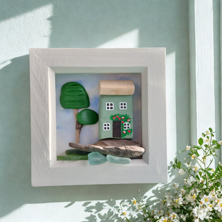 Rustic Cottagecore Artwork - Hand Made from Reclaimed Wood and Beach Finds