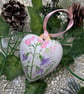 Sweet pea hand-painted ceramic heart ornament - Image 4