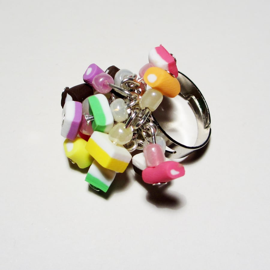 00 - Retro Dolly Mixtures cluster ring Quirky, fun, unique, handmade, novel