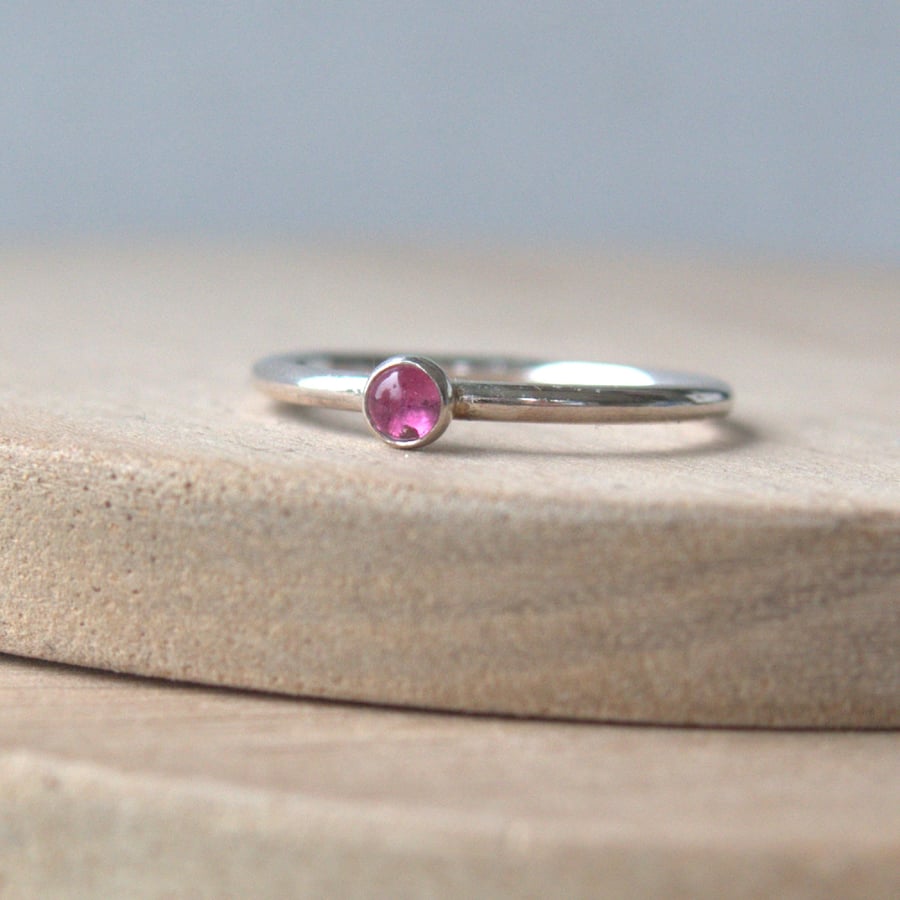 Tourmaline Pink Silver Ring. October Birthston... - Folksy