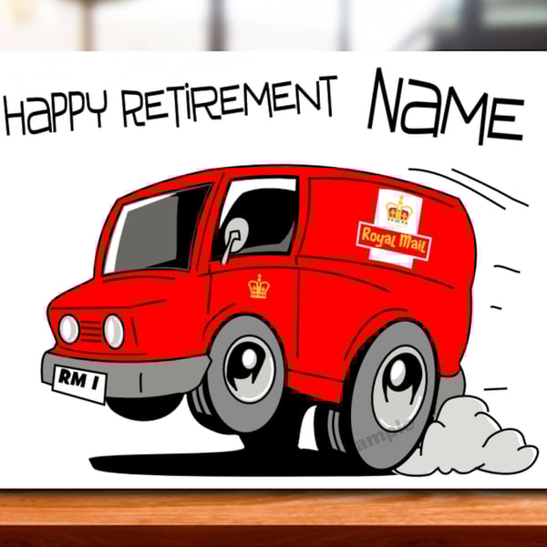 Personalised Postman Retirement Card, Royal Mail, mum, dad, grandad, gran, son, 