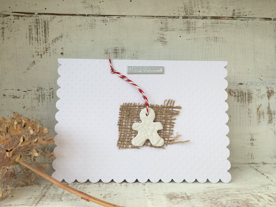 Christmas decoration and card, hand made christmas card, air dry clay decoration