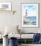 Coastal Lighthouse Art Print, Ocean Wall Decor, Nautical Beach House Artwork - Image 3