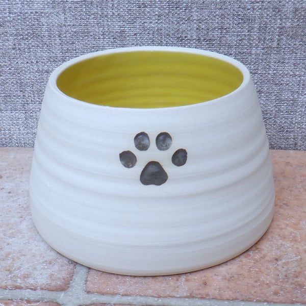 Spaniel water bowl for long eared dog hand thrown stoneware pottery ceramic