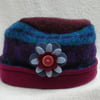 Wool Hat Created from Up-cycled Sweaters. Mohair Hat.Flower Pin