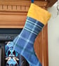 Luxury Christmas Stocking - Teal Bird of Paradise - upcycled and vintage fabrics - Image 2
