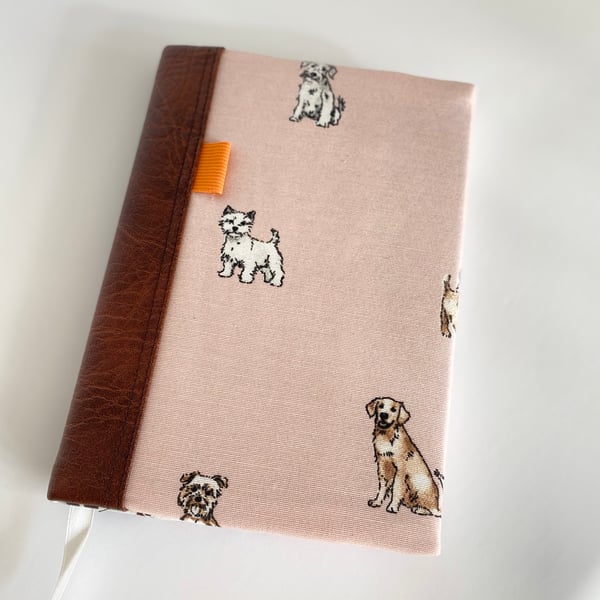 Padded Notebook Cover in Baby Pink, Notebooks, Notebook in Pink with Dogs