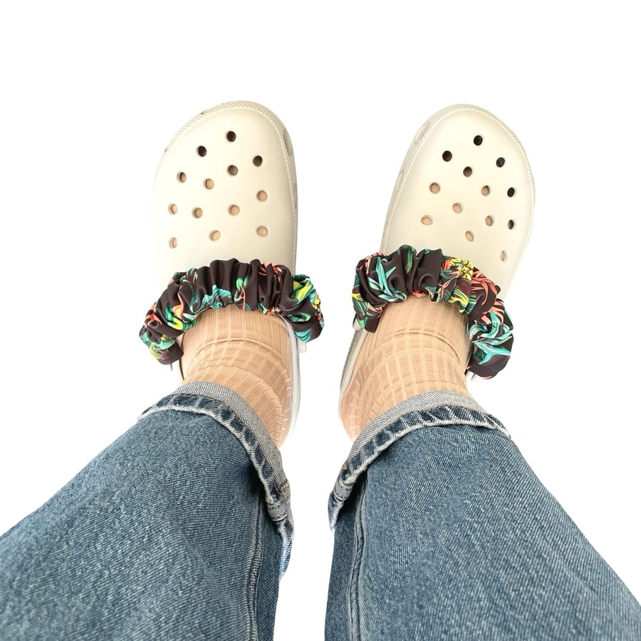 Shoe Strap Covers Charms Black Summer Clog Scrunchies Shoe Decorations 