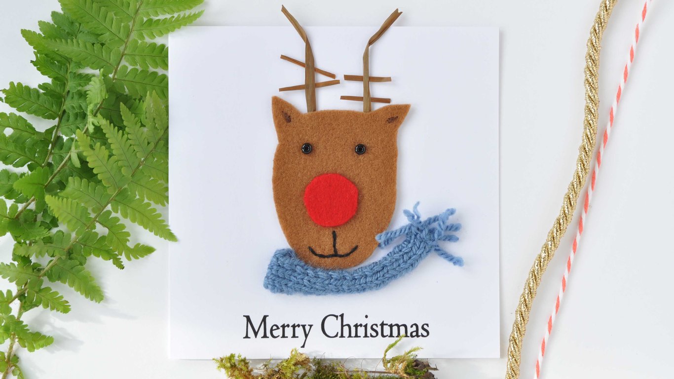 Reindeer handmade Christmas card