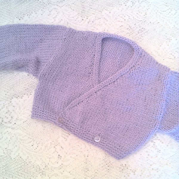 Baby's Crossover Style Hand Knitted Ballerina Cardigan, Baby Clothes, Baby Gift