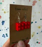 Upcycled Red 2x2 Lego Earrings - Silver Plate Tarnished - Super Seconds - Image 4