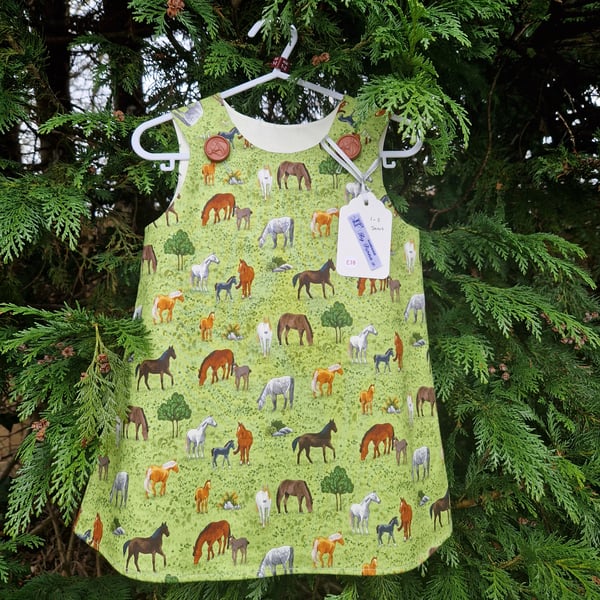 Age: 1-2yr Green Horse dress. 