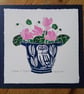 Cyclamen in Skyphos - Lino print - Original Art for Wildlife lovers 