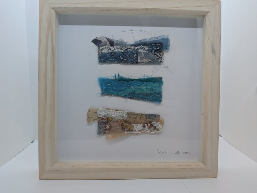 Silk, tweed and bead seascape