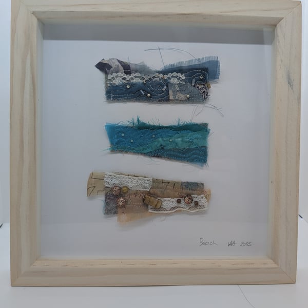 Silk, tweed and bead seascape