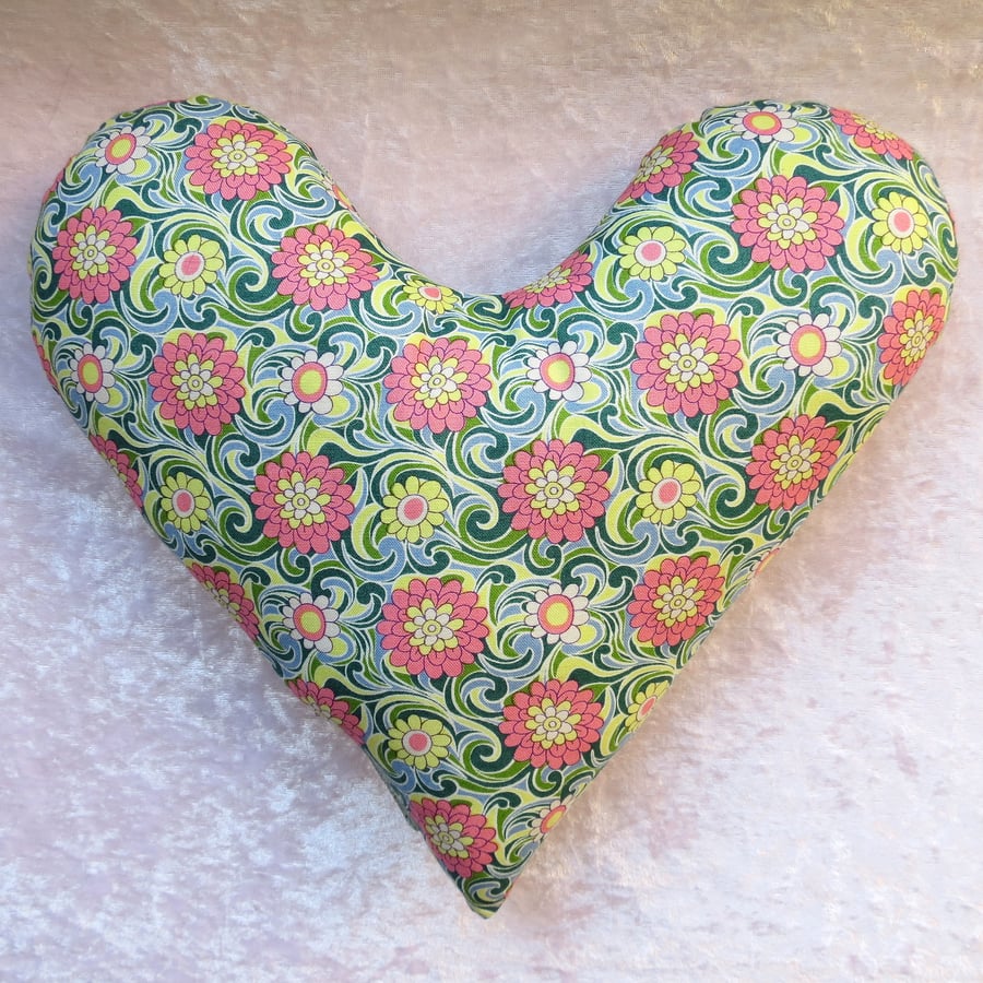 Breast Cancer.  Underarm  pillow. Made from Liberty Cotton. Heart pillow.  25cm.