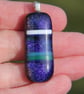 Handmade Blue and purple dichroic banded pendant, fused glass necklace  SKU F38 - Image 9