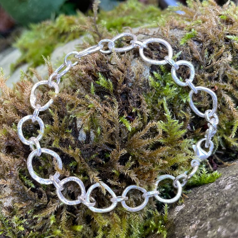 Sterling silver handmade freeform chain link bracelet 