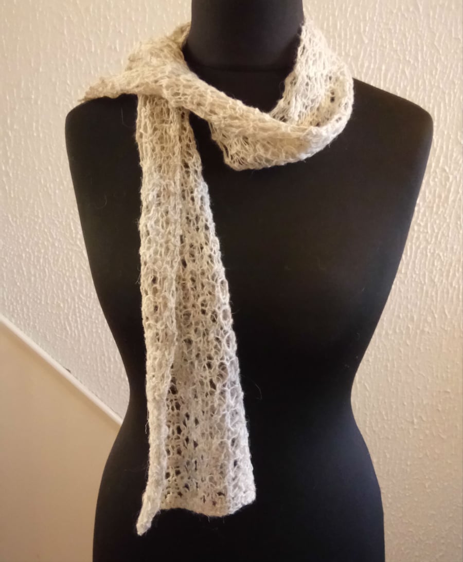 Handspun and Hand-knitted Scarf in North Ronaldsay Wool