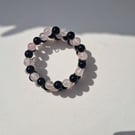 Rose Quartz and Black Agate Memory Wire Bracelet