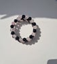 Rose Quartz and Black Agate Memory Wire Bracelet