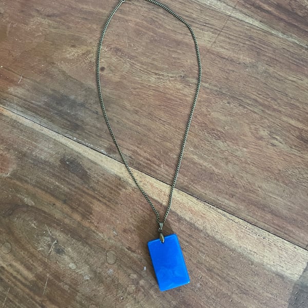 'Naomi' Blue Rectangle Pendant