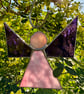 Stained Glass Triangle Angel - Pale pink with purple gluechip wings - Image 2