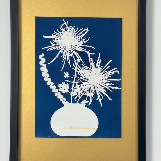 Botanical Art, Cyanotype Art Japanese inspired