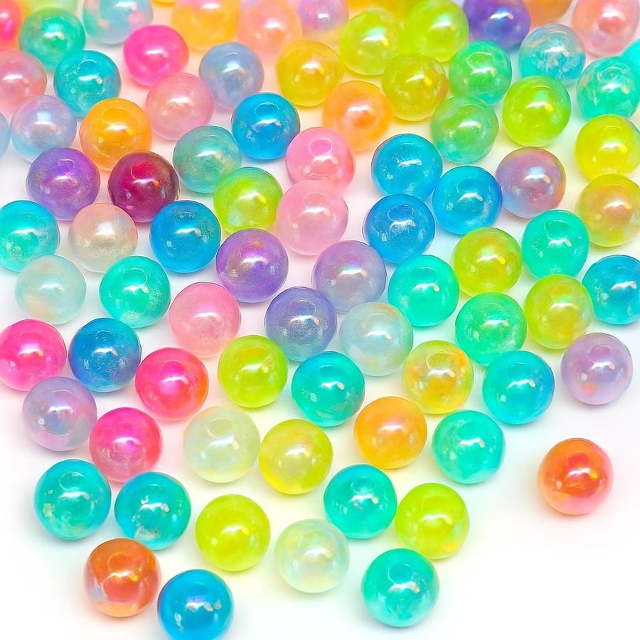 8mm Round AB Acrylic Beads, Transparent Various Colours for Jewellery ...