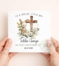 Personalised Christening Card for Little Boy Bunny & Cross Baptism Card