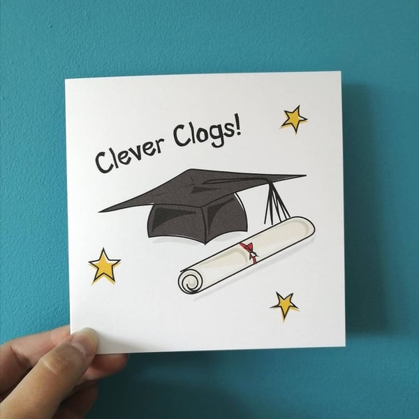 Graduate Card, student, graduation card, getting a degree card, clever clogs