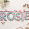 Personalised Daisy Name Garland - Pink Floral Nursery Decor - Flower Girl Gift