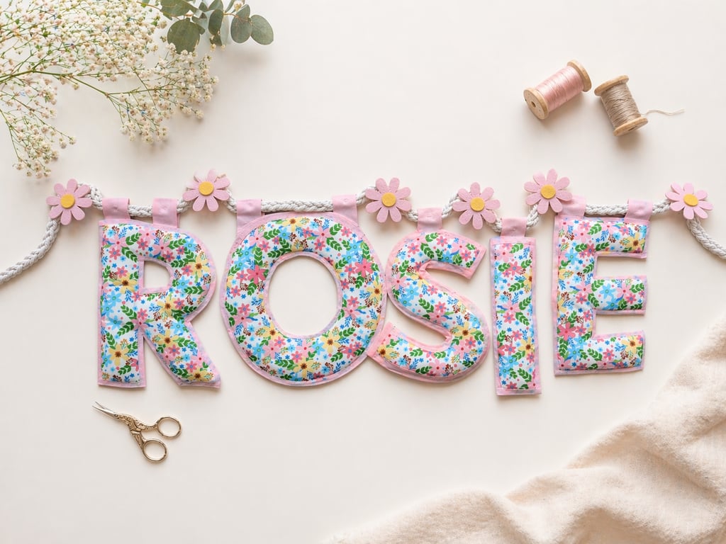 Personalised Daisy Name Garland - Pink Floral Nursery Decor - Flower Girl Gift